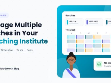 Coaching institute batch management dashboard with batch cards and a clash-free weekly timetable