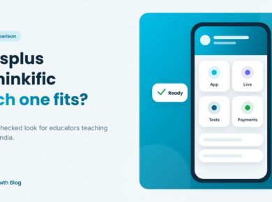 Featured graphic comparing Classplus and Thinkific for Indian educators