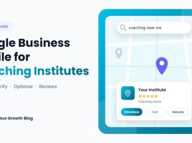 Coaching institute Google Business Profile shown on a map search for coaching near me, with rating and directions