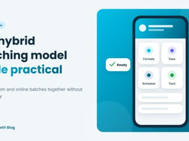 Featured graphic on the hybrid coaching model for offline and online batches