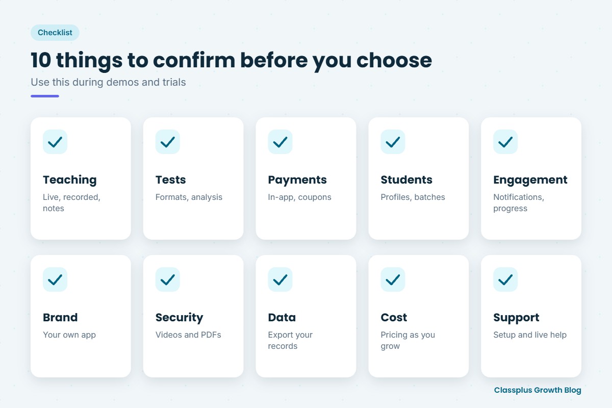 Ten things to confirm before choosing a teaching app