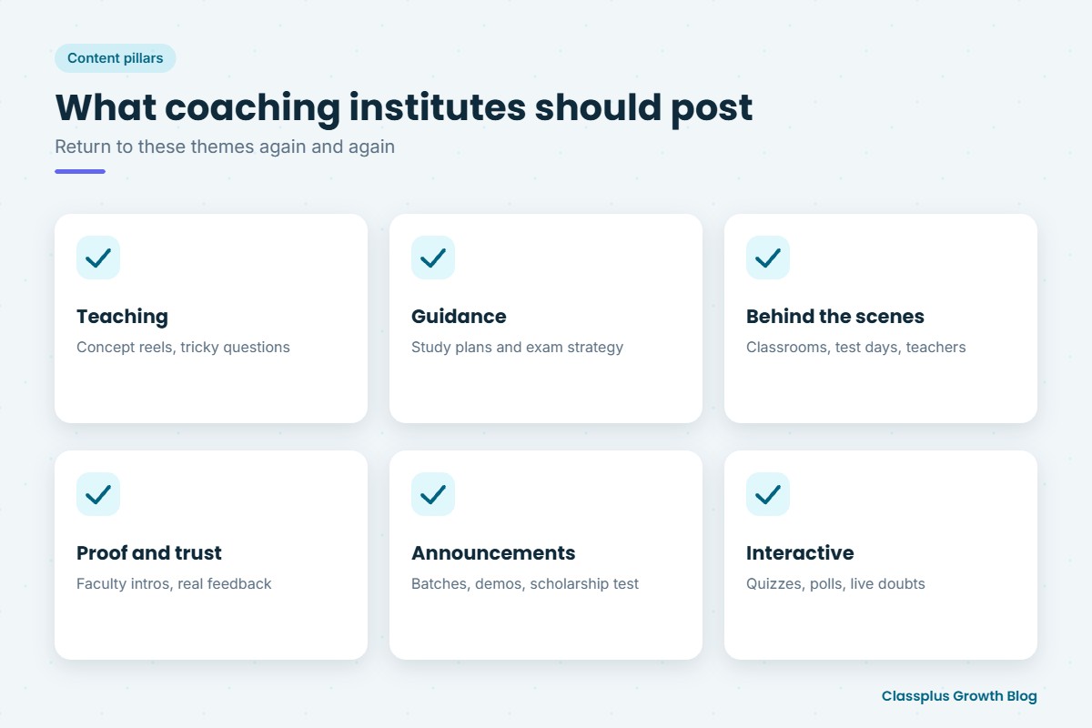 Instagram content pillars for coaching institutes